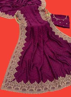 JUDYDALL Embroidered Bollywood Viscose Rayon Saree(Purple)