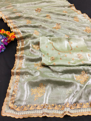 Keshav Creation Embroidered Bollywood Jimmy choo Saree(Light Green)