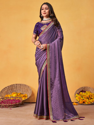 Tasrika Embroidered Bollywood Georgette Saree(Purple)