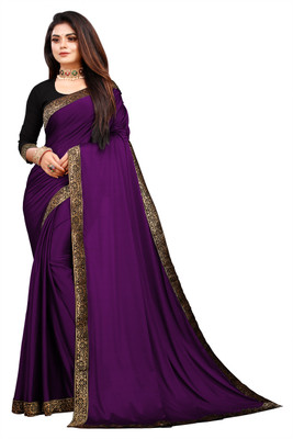 Freydis Self Design Bollywood Lycra Blend Saree(Purple)