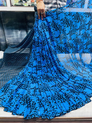 Sitanjali Printed Bollywood Georgette Saree(Blue)