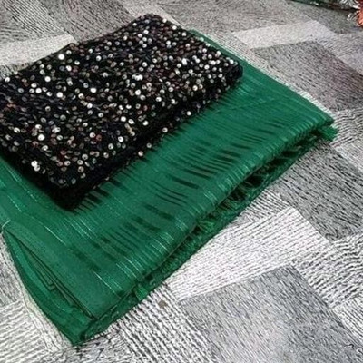 DHARM CREATION Self Design Bollywood Georgette Saree(Green)