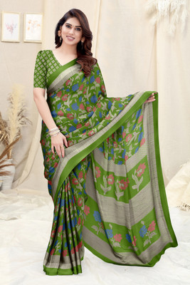 MIRCHI FASHION Printed, Floral Print Daily Wear Chiffon, Georgette Saree(Light Green, Blue, Red)