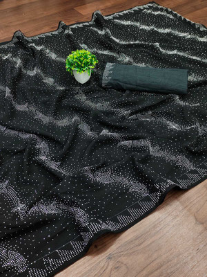 ishu enterprise Self Design Bollywood Georgette Saree(Black)