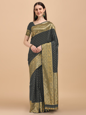 Kasak Self Design Banarasi Silk Blend Saree(Black)