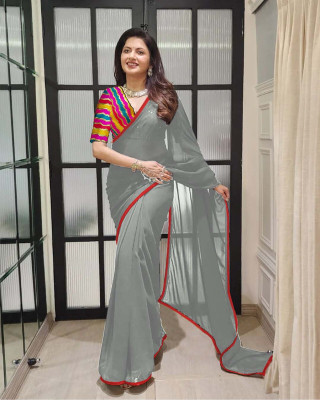 Sareez House Dyed Daily Wear Georgette Saree(Grey)