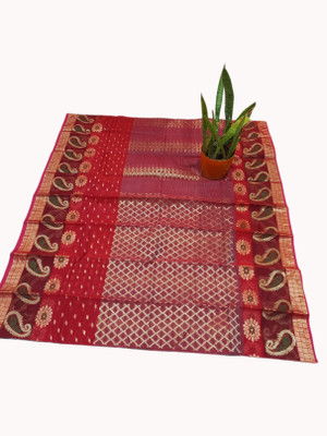tdandsons Woven, Paisley, Self Design Bollywood Silk Blend Saree(Red)