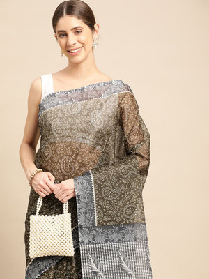 SHANVIKA Printed Daily Wear Pure Cotton Saree(Grey)