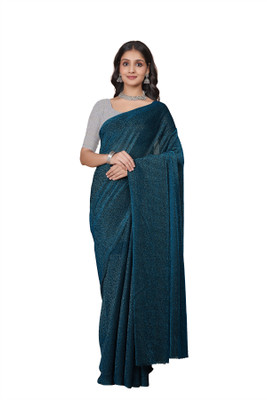 RELLAXAWAVES Solid/Plain Bollywood Lycra Blend Saree(Green)