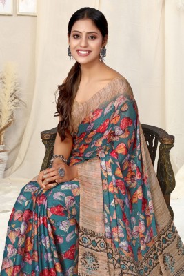 MIRCHI FASHION Printed, Floral Print Daily Wear Chiffon, Georgette Saree(Green, Pink, Beige)