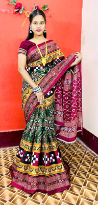 ARTFULTHREADS Printed Sambalpuri Pure Cotton Saree(Multicolor)