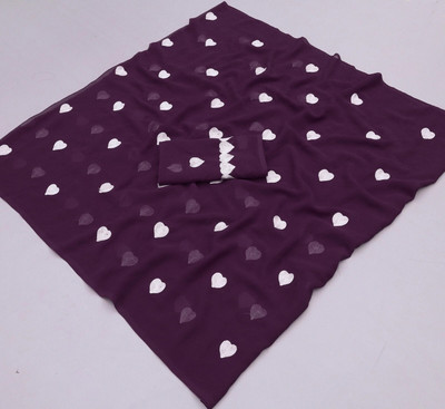 Rofolav Printed Chanderi Cotton Silk Saree(Purple)