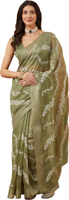 ECOLEAF Solid/Plain Leheria Art Silk Saree(Green)