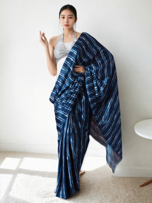 Pandadi Saree Printed Bollywood Silk Blend Saree(Blue)