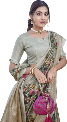 Priyashi Printed Bollywood Art Silk Saree(Green)