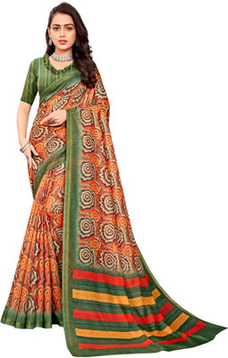 GARDEN VARELI Printed Daily Wear Crepe Saree(Multicolor)