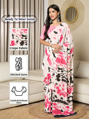 Sareemall Digital Print Bollywood Crepe Saree(Cream)