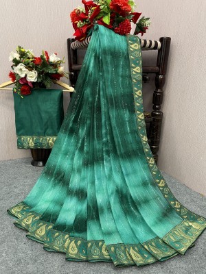 Sonali Fashion Embellished Bollywood Lycra Blend Saree(Green)