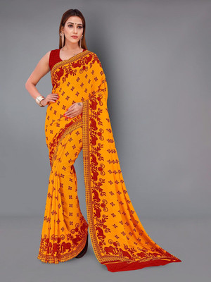 Moda Rapido Printed Daily Wear Georgette Saree(Red)