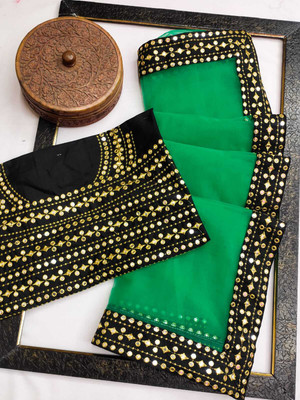 LADYSUTRA Embellished Bollywood Net Saree(Multicolor)