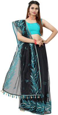 YASHVI Embroidered Bollywood Net Saree(Black)