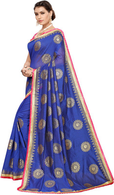 TODAY DEAL Woven Kanjivaram Silk Blend Saree(Silver)
