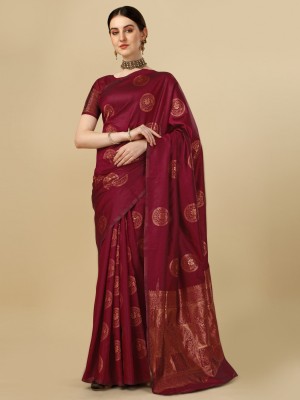 Nareety Woven Kanjivaram Art Silk, Pure Silk Saree(Maroon)