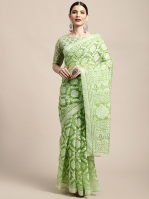 Divastri Printed Chanderi Brasso Saree(Green)