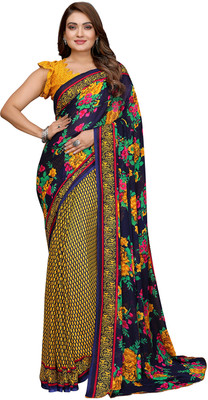 Moda Rapido Floral Print Daily Wear Georgette Saree(Yellow)