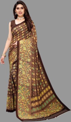 Tilak International Printed Daily Wear Georgette Saree(Brown)