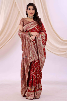 VKARAN Woven Bollywood Cotton Silk Saree(Maroon)