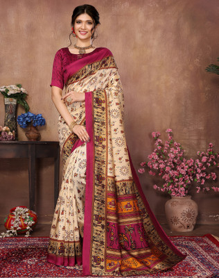 YASHIKA Printed Bollywood Art Silk Saree(Maroon)