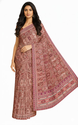 dhanjyoti Printed Chanderi Chanderi Saree(Multicolor)