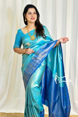 sheladiya Woven Banarasi Pure Silk Saree(Blue)