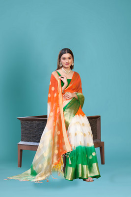 Aarunika SST Solid/Plain Bollywood Organza Saree(Green)
