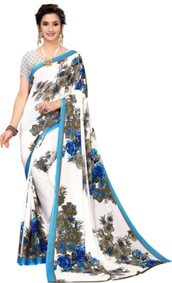 Suali Printed Daily Wear Georgette Saree(White)