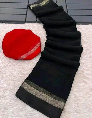 ELEGANCE FAB Solid/Plain Daily Wear Viscose Rayon Saree(Black)