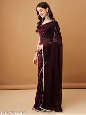 Vragi Self Design Bollywood Lycra Blend Saree(Maroon)