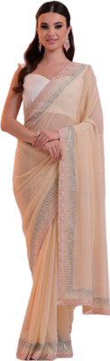 GRANTHI ENTERPRISE Embellished Bollywood Georgette Saree(Cream)