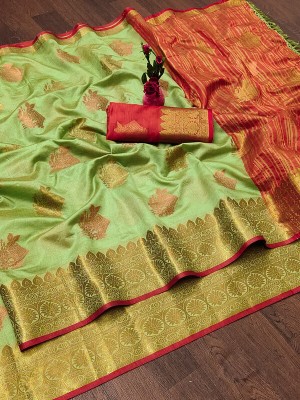 Cjrm Self Design Gadwal Jacquard, Cotton Silk Saree(Multicolor)