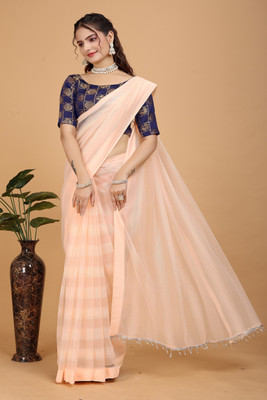 Fasharo Embroidered Bollywood Net Saree(Cream)
