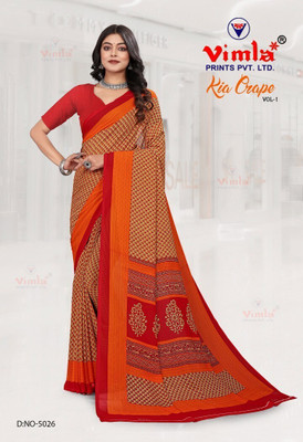Vimla Printed Daily Wear Crepe Saree(Orange)