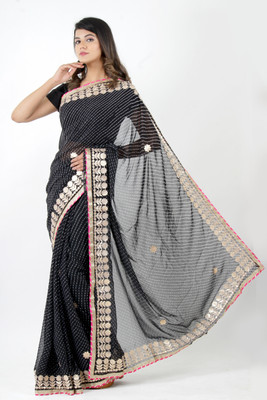 Rohit Designer Embroidered Bollywood Georgette Saree(Black)