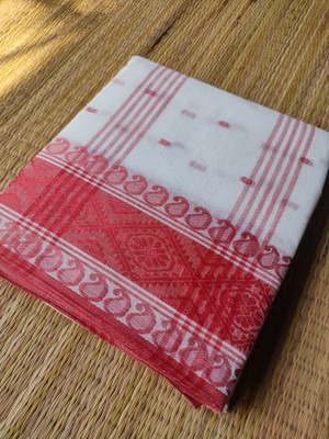 Abarani Woven Tant Pure Cotton Saree(White)