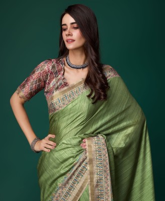 Tasrika Embellished Bollywood Pure Silk Saree(Green)