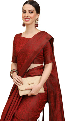 HouseOfCommon Self Design Banarasi Art Silk Saree(Red)