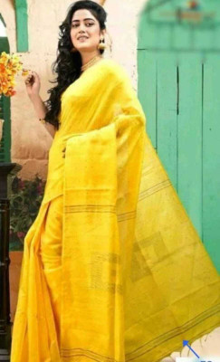 Maa laxmi saree center Printed Tant Pure Cotton Saree(Yellow)
