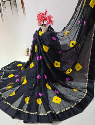 NeeLKANTH ENTERPRISE Embroidered Bandhani Chiffon Saree(Black)