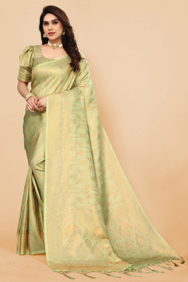 DWINIZAA STORE Self Design Bollywood Jacquard Saree(Light Green)