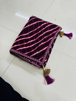 Shikha creation Striped Leheria Georgette Saree(Purple)